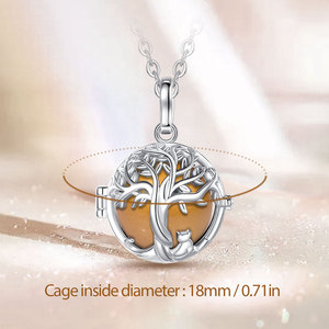 Changda Baum des Lebens Katze Llam adores De Angeles Glockenspiel Ball Lla madores De Angel En Plata De Ley Engel Glockenspiel Anruf Musikalische Halskette - Product Image 2
