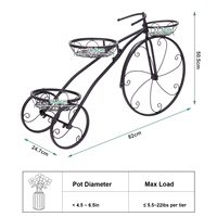 Support de plante de jardin en métal en forme de vélo support d'affichage de Pots de fleurs à 3 niveaux