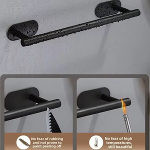 Powder Coated SUS 304 <b>Bathroom</b> <b>Accessories</b> Set Luxury Matte Black Towel Rack 40cm Wall Mounted Robe Hooks for Hotel Project - Product Image 4