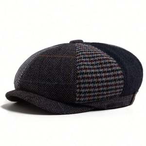 Gorra Newsboy de 8 Paneles con Múltiples Parches de Tela, Estilo Británico Vintage, para Hombre, Moda Otoño Invierno 2025 - Product Image 6