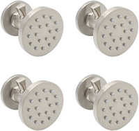 Système de douche thermostatique encastré en laiton brossé, pommeau de douche pluie rond, 6 jets latéraux, mitigeur mural