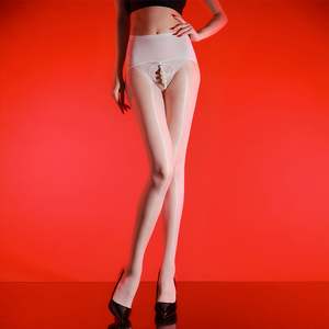 King Mcgreen Star tentación entrepierna abierta Sexy pantimedias mujeres aceite brillante erótico con perlas Night Club Anti-gancho ropa interior sedosa - Product Image 2