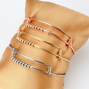 Bracciale Unisex in Acciaio Inox <span class=keywords><strong>con</strong></span> <span class=keywords><strong>Filo</strong></span> Avvolto da 1,5mm, Regolabile, <span class=keywords><strong>con</strong></span> Perline, per Uomo e Donna - Product Image 5