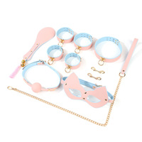 Jouets érotiques SM, ensemble de jouets sexuels en cuir PU Macaron pour femmes, entraînement de bondage, menottes, bouchons buccaux, pour adultes
