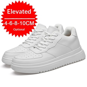 Nuove Scarpe Estive da Uomo con Tomaia in Microfibra, Chiusura con Lacci, Ventilazione, Aumento di Altezza Invisibile di 10cm, Stile Casual Coreano Bianco - Product Image 5