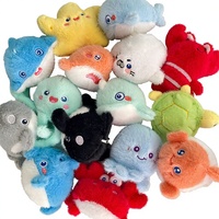 Porte-clés en peluche super doux de 8-12 cm, animaux marins mignons de dessin animé (Requin, Dauphin, Pieuvre), jouet pour enfants, Saint-Valentin