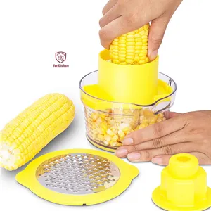 Corn Stripper Potato Peeler and Fruit Vegetable Chocolate Grater with Measuring Bowl Space Saving Design