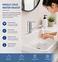 Robinet de lavabo économique en alliage de zinc chromé poli, à eau froide, pour salle de bain, vente en gros