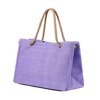 Sac fourre-tout carré tendance en toile avec deux poignées en corde et fermeture personnalisée pour femme, fourni en gros par un fournisseur indien