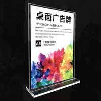 Support de table d'affichage de certificat de porte-menu de signe acrylique clair avec la base
