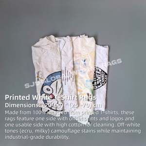 Trapos de algodón de alta absorción, trapos de camiseta blancos estampados, paños de limpieza de algodón, trapos de limpieza, paños blancos, caja de 5 lb - Product Image 2