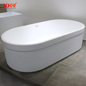 중국 KKR 제조업체 디자인 화이트 프리스탠딩 욕실 무광택 유광 욕조 아크릴 솔리드 스톤 순수 솔리드 서피스 욕조 - Product Image 3
