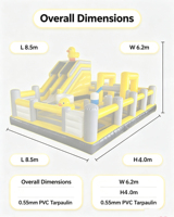 Parc d'aventure gonflable 3-en-1 en PVC Canard Jaune avec double toboggan, parcours d'obstacles pour enfants et château gonflable pour événements festifs