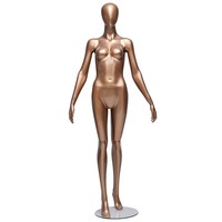 Mannequin Femme Antique en Cuivre, Corps Entier 180cm, Tête Abstraite en Fibre de Verre pour Vitrines de Magasins de Vêtements - Vente en Gros