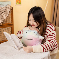 Vente en gros de grenouille en peluche ronde super douce 20cm 30cm oreillers en peluche arc-en-ciel colorés adorables décoration de la maison