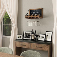 Étagère murale en bois personnalisée pour bouteilles de vin, support à verres, rangement, présentoir, décoration de bar, organisateur de vin rustique, vente en gros