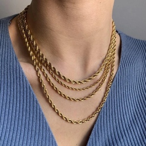 Ketting Massief Goud 18K Diamond Cut Touw Ketting 18Inch 3Mm Geel Touw Ketting Voor Sieraden Maken - Product Image 1