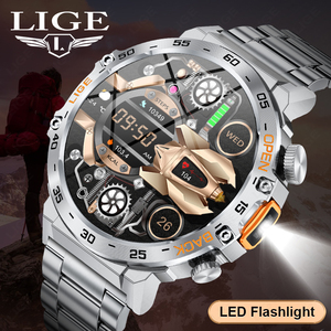 นาฬิกาอัจฉริยะ <span class=keywords><strong>Lige</strong></span> BW0616 รุ่นใหม่สำหรับกิจกรรมกลางแจ้ง พร้อมไฟฉาย LED วัดความดันโลหิต รองรับหลากหลายกีฬา ฝึกการหายใจ สำหรับผู้ชาย - Product Image 3