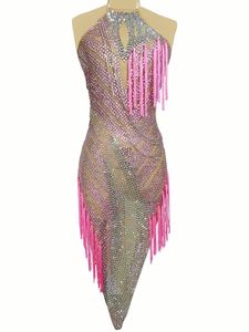 Vestido Bodycon Sem Mangas com Franjas de Strass para Festas e Clubes, Vestido de Aniversário para Mulheres, Traje para Festival de Dança Latina - Product Image 5