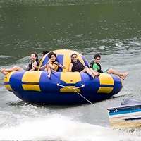 Bateau Disco Aquatique Gonflable Rotatif de 5m de Diamètre pour 15 Personnes, Bateau Gonflable Flottant Remorquable de Type UFO pour Usage Commercial en PVC