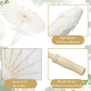 Sombrillas de Papel Blancas para Boda, Económicas, al por Mayor, con Logotipo - Product Image 2