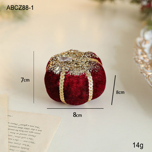 Ready Stock <b>Glitter</b> Velvet Mushroom Pumpkin Ornament Burgundy <b>Pink</b> Color for Christmas Desktop Home Holiday Decoration - Product Image 5