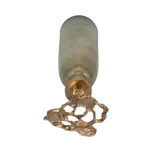 Vaso da terra in vetro con coperchio in alluminio, decorazione moderna per soggiorno, centrotavola. - Product Image 6