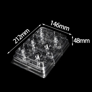 Clear 6pc Packaging Recyclable <strong>Disposable</strong> Food Box PET Multi Cavity Rectangle 0.5mm Thickness <strong>Dessert</strong> <strong>Tray</strong> Mini Cakes Pastries - Product Image 4