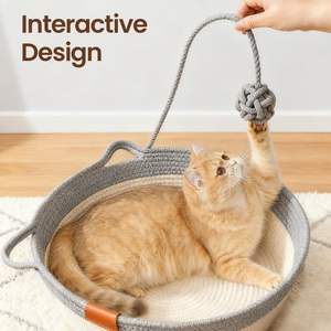 Nueva cuerda de algodón tejida Cama de Gato cojín cuerda de algodón tejida perros pequeños y cachorros cama de dormir Linda cama para mascotas para gatos de interior sofá - Product Image 3