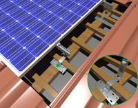 Crochet double réglable en acier inoxydable SOEASY pour système de montage de panneaux solaires sur toit en tuiles, structure de support pour panneaux photovoltaïques