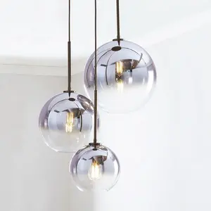 Nordic LED Pendant Lights Lighting Silver Gold Classic E27 Glass Pendant Lamp Ball Hanging Lamp