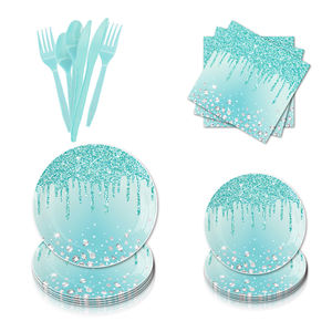 <span class=keywords><strong>Vajilla</strong></span> temática de la serie Diamond, suministros de fiesta de diamantes turquesas, plato de cena de fiesta - Product Image 1