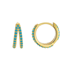 Modernos Pendientes de Aro de Latón de Doble Capa con Oro de 18K para Mujer, con Zirconia Microincrustada en Canal, de Aleación, Regalo Ideal - Product Image 5