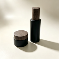 Ensemble de flacons cosmétiques ronds mats de 30 ml avec couvercle en bois, flacons vides pour toner, lotion, sérum, pot pour crème pour le visage, emballage écologique pour soins de la peau