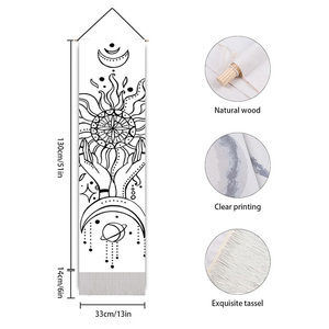 <strong>Black</strong> <strong>White</strong> Lunar Hand <strong>Tapestry</strong> Eyes Moon Cotton Linen Fabric Wall Hanging <strong>Tapestries</strong> for Home Decor