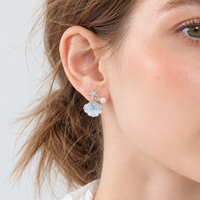 KAVNAR Boucles d'oreilles étoile mer coquillage cristal perle laiton argent brillant