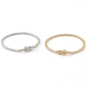 リアル18Kソリッドゴールド2mmテニスブレスレットMoissaniteダイヤモンドテニスチェーン6-9インチアイスアウトテニスブレスレット女性と男性用 - Product Image 3