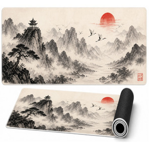 Tapis de bureau gaming étendu avec motif crâne gothique, grand tapis de <span class=keywords><strong>souris</strong></span> antidérapant en caoutchouc naturel, bords cousus, style audacieux et sombre - Product Image 3