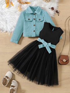 <span class=keywords><strong>Conjunto</strong></span> de Ropa para Niñas Primavera 2026, <span class=keywords><strong>Chaqueta</strong></span> de Pana con Cierre de un Botón, Top de Manga Larga, <span class=keywords><strong>Falda</strong></span> con Vestido de Tul, 2 Piezas - Product Image 6