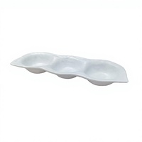Assiette divisée à trois compartiments en mélamine blanche HCMA pour la sauce soja et les amuse-gueules, idéale pour la restauration en gros
