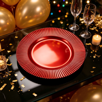 Assiette de Présentation en Plastique 13 pouces, Moderne, Argentée, Revêtement Poudré, Bord Cannelé Radiant, Décoration de Table Texturée Élégante pour Hôtels et Banquets