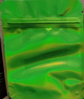 Sachets d'emballage découpés anti-odeur, formes exotiques, pochettes irisées à fermeture éclair, fabricant de sachets scellés à chaud effet laser arc-en-ciel pour bonbons