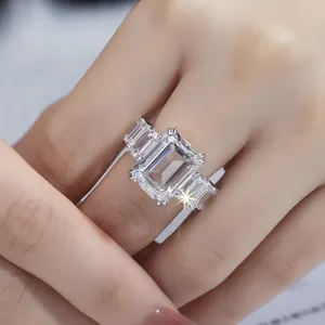 Custom luxury design women engagement wedding jewelry 14k 18k big carats emerald 8.7ct lab diamond ring