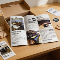 Brochure de profil d'entreprise pliée en trois, en papier couché 157 g/m² avec pelliculage brillant simple face, vente en gros usine