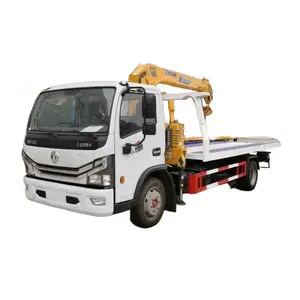 Dongfeng 4x2 caminhão de reboque montado guindaste caminhão de reboque 4T caminhão de reboque de 5 toneladas com guindaste