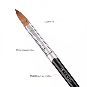 Customized 100% Kolinsky Oval Hair Acrylic <b>Nail</b> Brush with Metal Handle Private Label Soft Manicure Brush Acrylic Powder Brush - Product Image 5