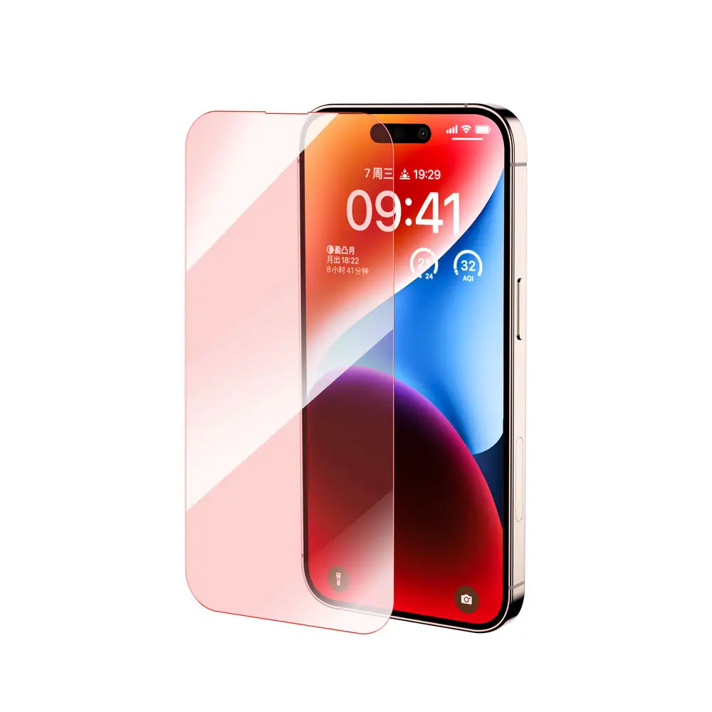 Premium Rood Licht Oogbescherming Anti-Blauw Licht Gehard Glas Schermbeschermer Voor Iphone 12 13 14 15 Mini Pro Max Plus