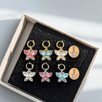 Clip sur papillon faux ventre Piercing plaqué or bijoux de corps en acier inoxydable avec Zircon faux nombril Piercing bijoux