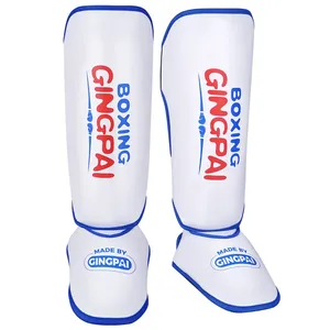 GINGPAI Gants MMA en cuir pour enfants Protège-tibias Équipement de combat de protection pour la boxe Muay Thai Kickboxing Entraînement aux arts martiaux - Product Image 1