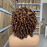 Perruque Bob en cheveux humains 100% naturels, fabriquée à la machine, avec cuticules alignées, cheveux brésiliens, sans fermeture, perruque bouclée effet ressort, ondulations élastiques